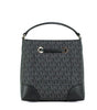 Michael Kors Mercer Small Black Signature Leather Bucket Crossbody Handbag Purse