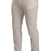 Dolce & Gabbana White Cotton Skinny Corduroy Trouser Pants