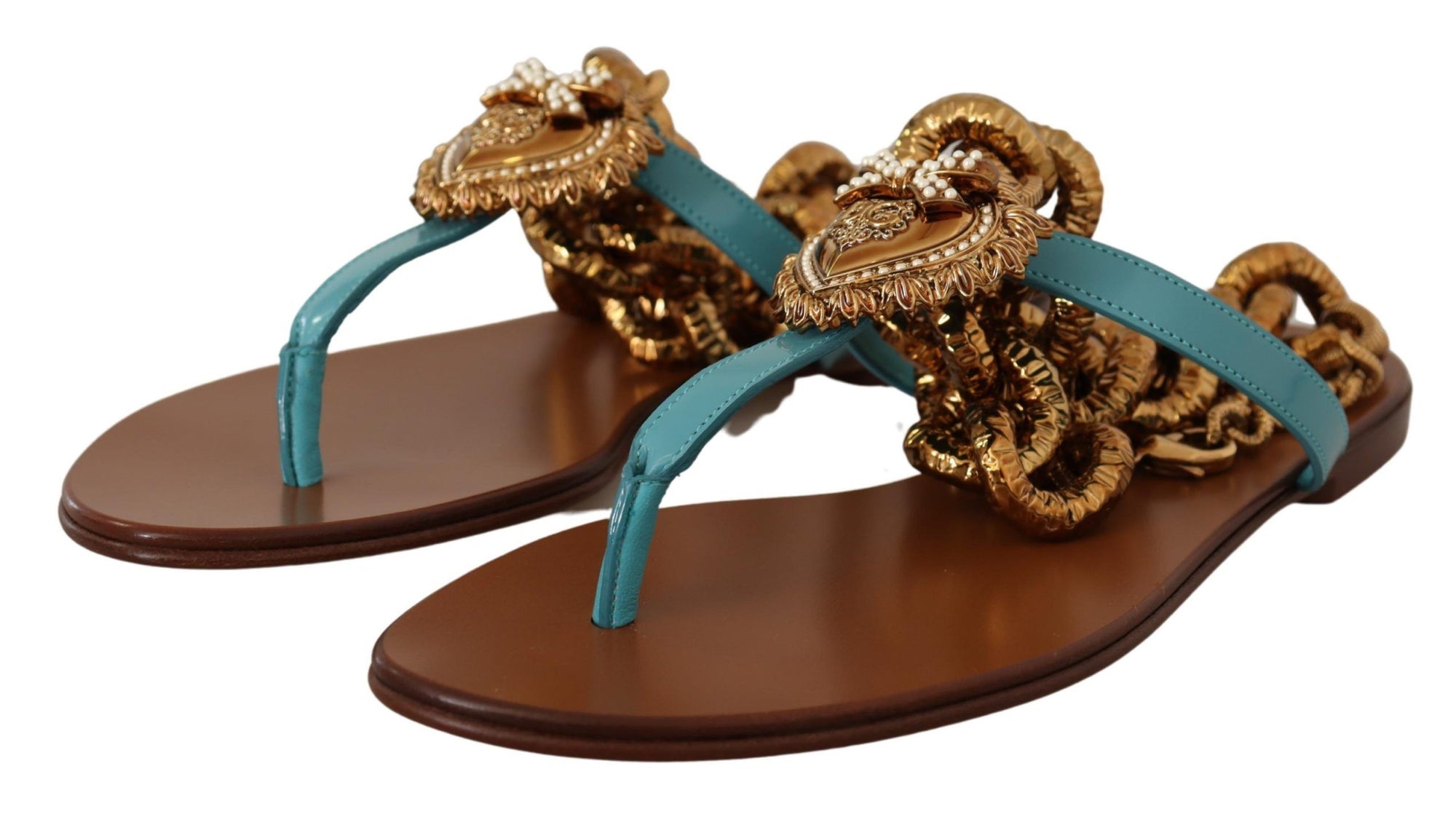 Chaussures plates gladiateur chic Dolce & Gabbana avec détail cœur dévotionnel