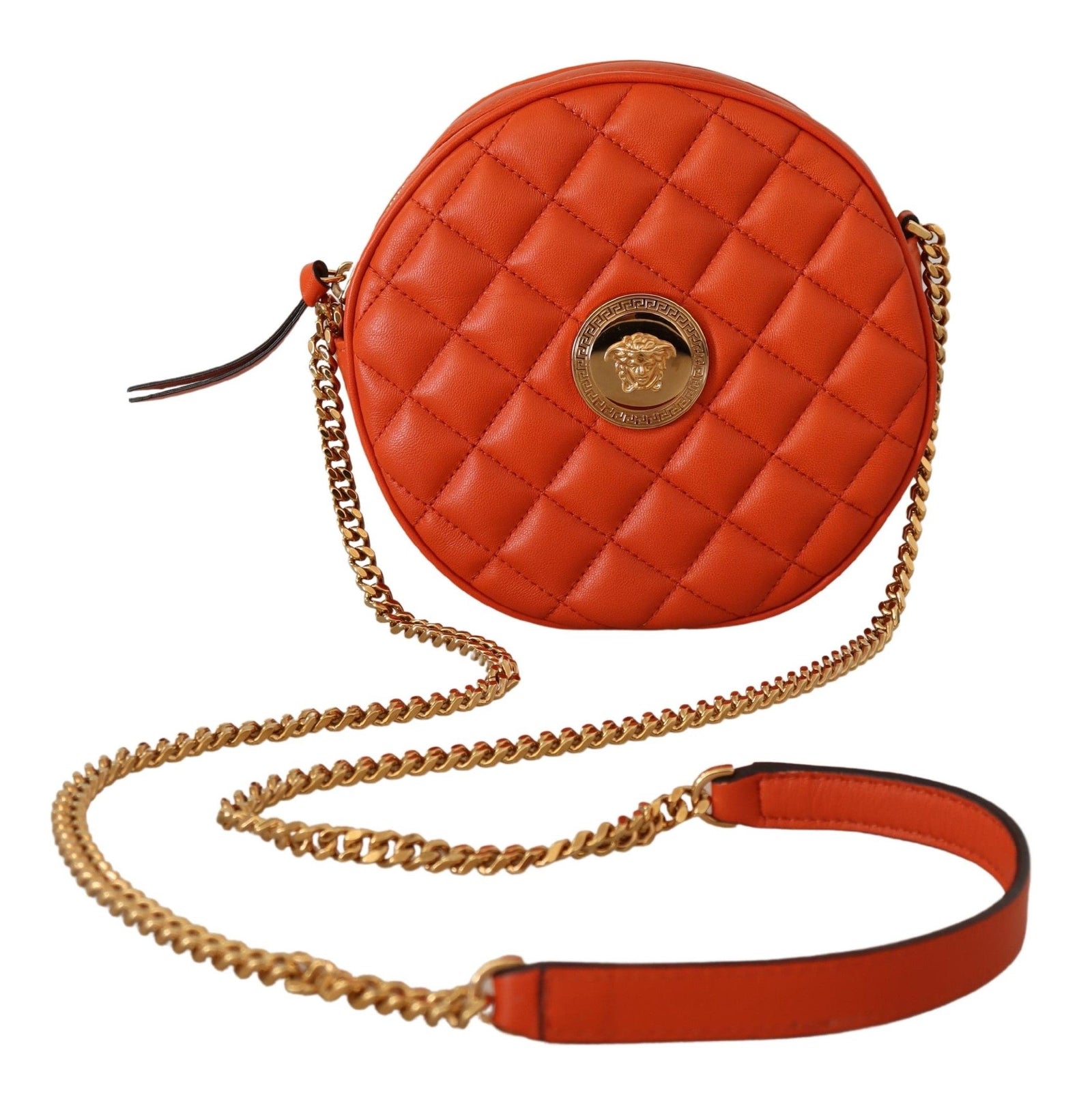 Sac bandoulière rond élégant en cuir nappa Versace