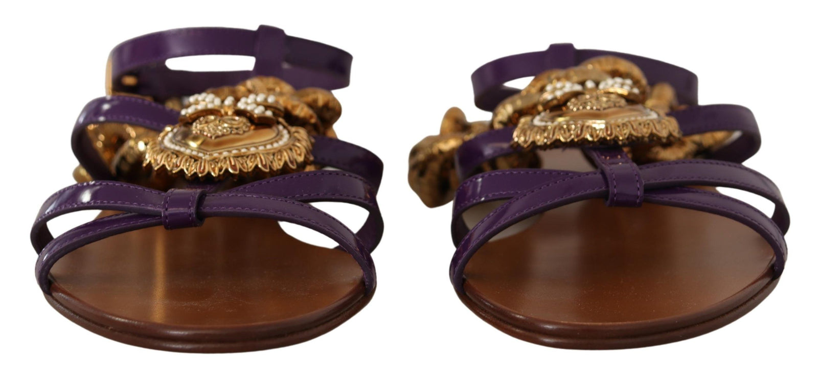 Chaussures plates gladiateur à chaîne Purple Heart de Dolce & Gabbana