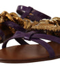 Chaussures plates gladiateur à chaîne Purple Heart de Dolce & Gabbana