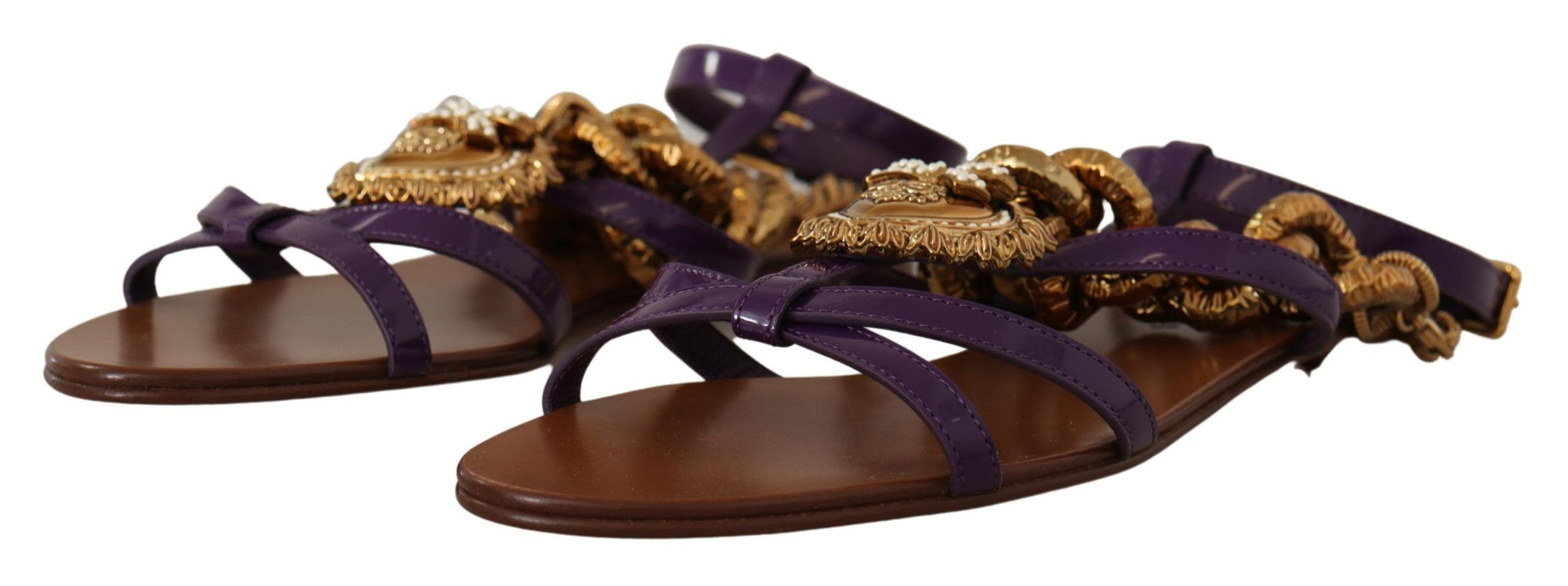 Chaussures plates gladiateur à chaîne Purple Heart de Dolce & Gabbana