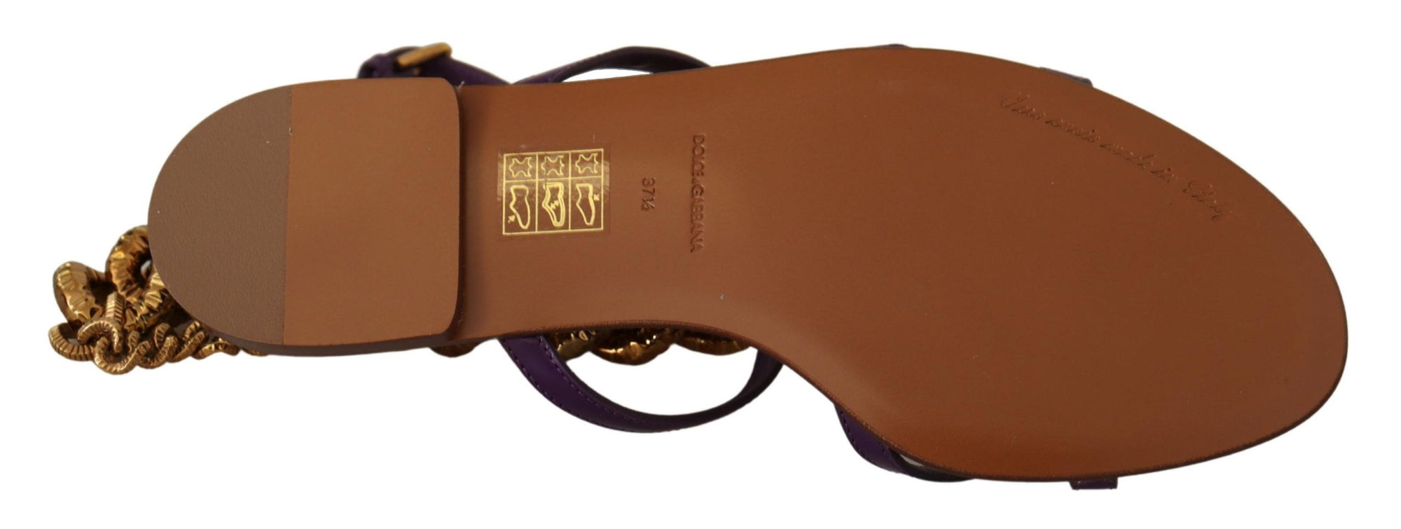 Chaussures plates gladiateur à chaîne Purple Heart de Dolce & Gabbana
