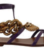 Chaussures plates gladiateur à chaîne Purple Heart de Dolce & Gabbana