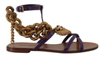 Chaussures plates gladiateur à chaîne Purple Heart de Dolce & Gabbana