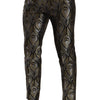 Dolce & Gabbana Silver Gold Jacquard Men Trouser Dress Pants