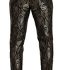 Dolce & Gabbana Silver Gold Jacquard Men Trouser Dress Pants