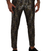 Dolce & Gabbana Silver Gold Jacquard Men Trouser Dress Pants