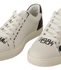 Dolce & Gabbana White Bordeaux Leather Low Tops Sneakers
