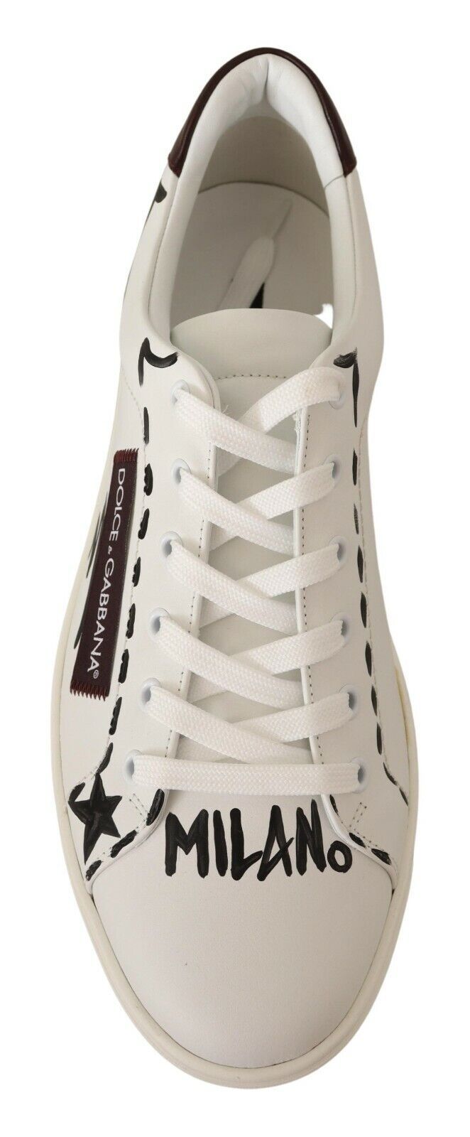 Dolce & Gabbana White Bordeaux Leather Low Tops Sneakers