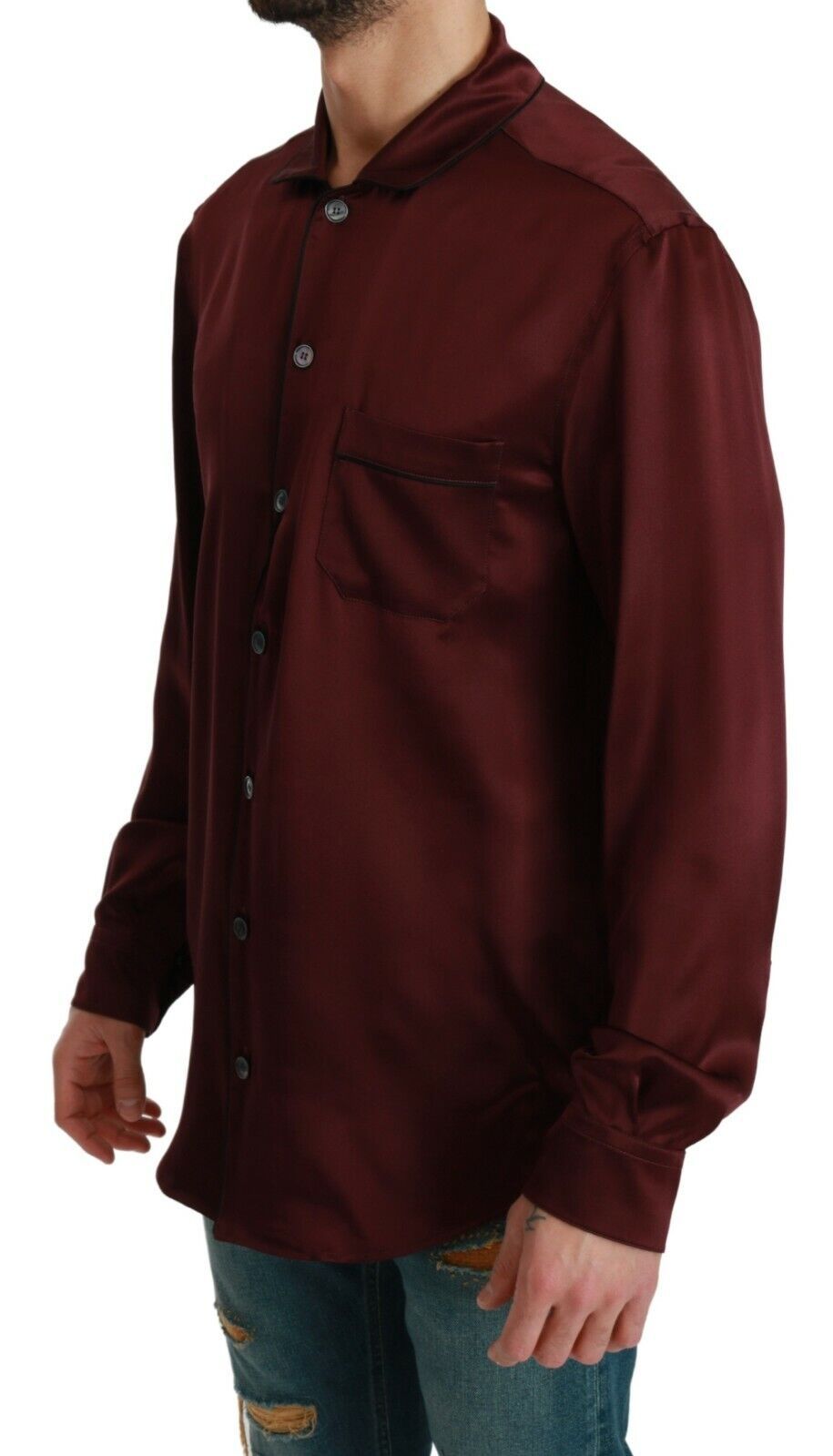 Chemise en soie bordeaux Dolce & Gabbana inspirée du pyjama