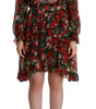Dolce & Gabbana Multicolor Red Floral Silk Long Maxi Dress
