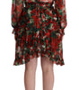 Dolce & Gabbana Multicolor Red Floral Silk Long Maxi Dress