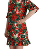 Dolce & Gabbana Multicolor Red Floral Shift Gown Dress
