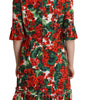 Dolce & Gabbana Multicolor Red Floral Shift Gown Dress