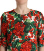 Dolce & Gabbana Multicolor Red Floral Shift Gown Dress