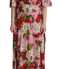 Dolce & Gabbana Pink Floral Silk Stretch Gown Maxi Dress