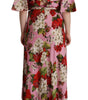 Dolce & Gabbana Pink Floral Silk Stretch Gown Maxi Dress