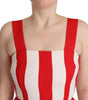 Dolce & Gabbana White Red Stretch Shift A-line Gown Dress