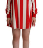 Dolce & Gabbana White Red Stretch Mini Shirt Gown Dress