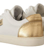 Dolce & Gabbana White Gold Leather Low Top Sneakers