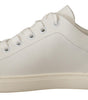 Dolce & Gabbana White Gold Leather Low Top Sneakers