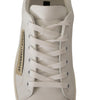 Dolce & Gabbana White Gold Leather Low Top Sneakers