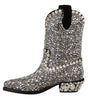 Dolce & Gabbana Black Suede Strass Crystal Cowgirl Boots