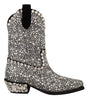 Dolce & Gabbana Black Suede Strass Crystal Cowgirl Boots