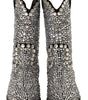 Dolce & Gabbana Black Suede Strass Crystal Cowgirl Boots
