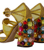 Dolce & Gabbana Yellow Leather Crystal Ayers Sandals Shoes