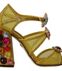 Dolce & Gabbana Yellow Leather Crystal Ayers Sandals Shoes