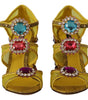 Dolce & Gabbana Yellow Leather Crystal Ayers Sandals Shoes