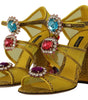 Dolce & Gabbana Yellow Leather Crystal Ayers Sandals Shoes