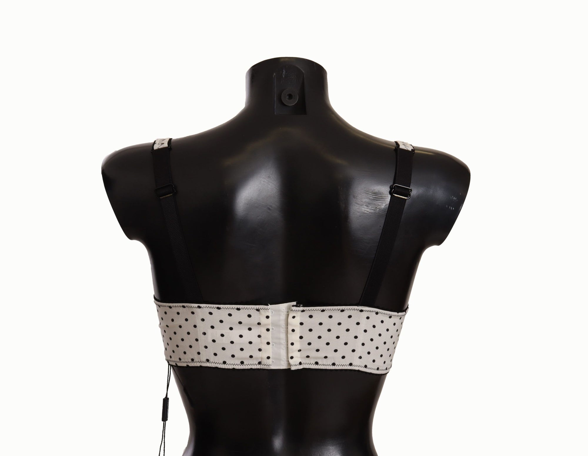 Dolce & Gabbana White Black Polka Dot Satin Lace Balconette Bra