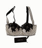 Dolce & Gabbana White Black Polka Dot Satin Lace Balconette Bra