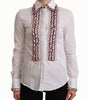 Polo élégant à manches longues en coton blanc Dolce & Gabbana