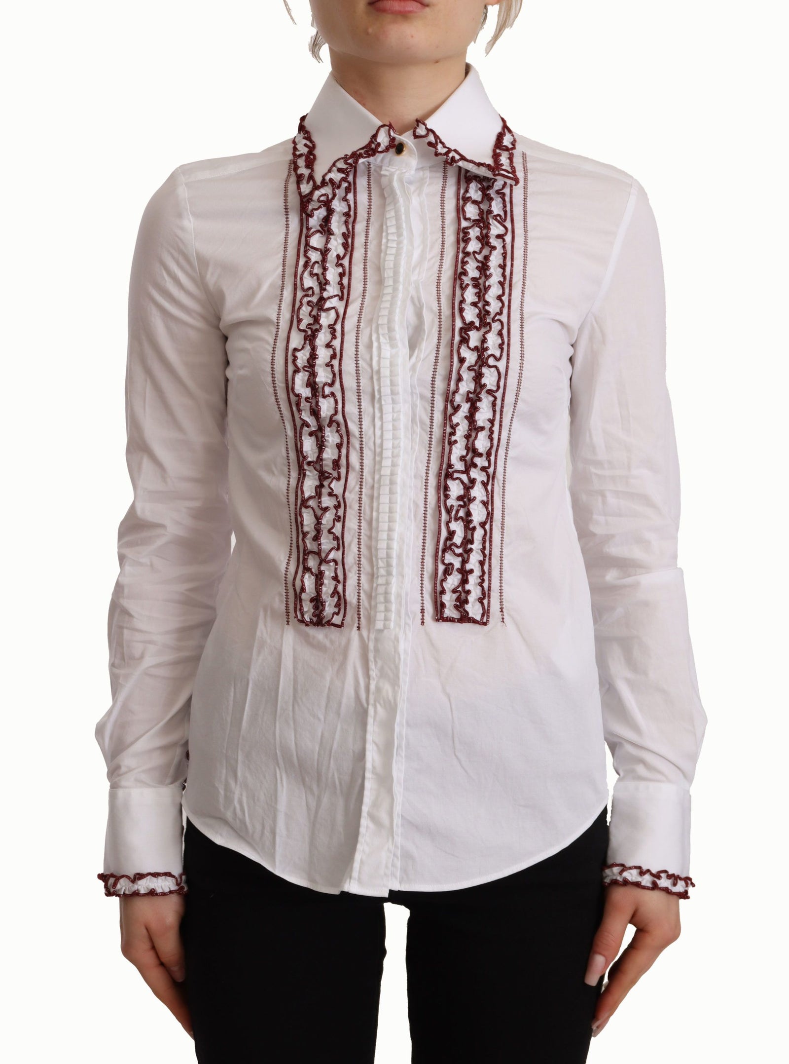 Polo élégant à manches longues en coton blanc Dolce & Gabbana