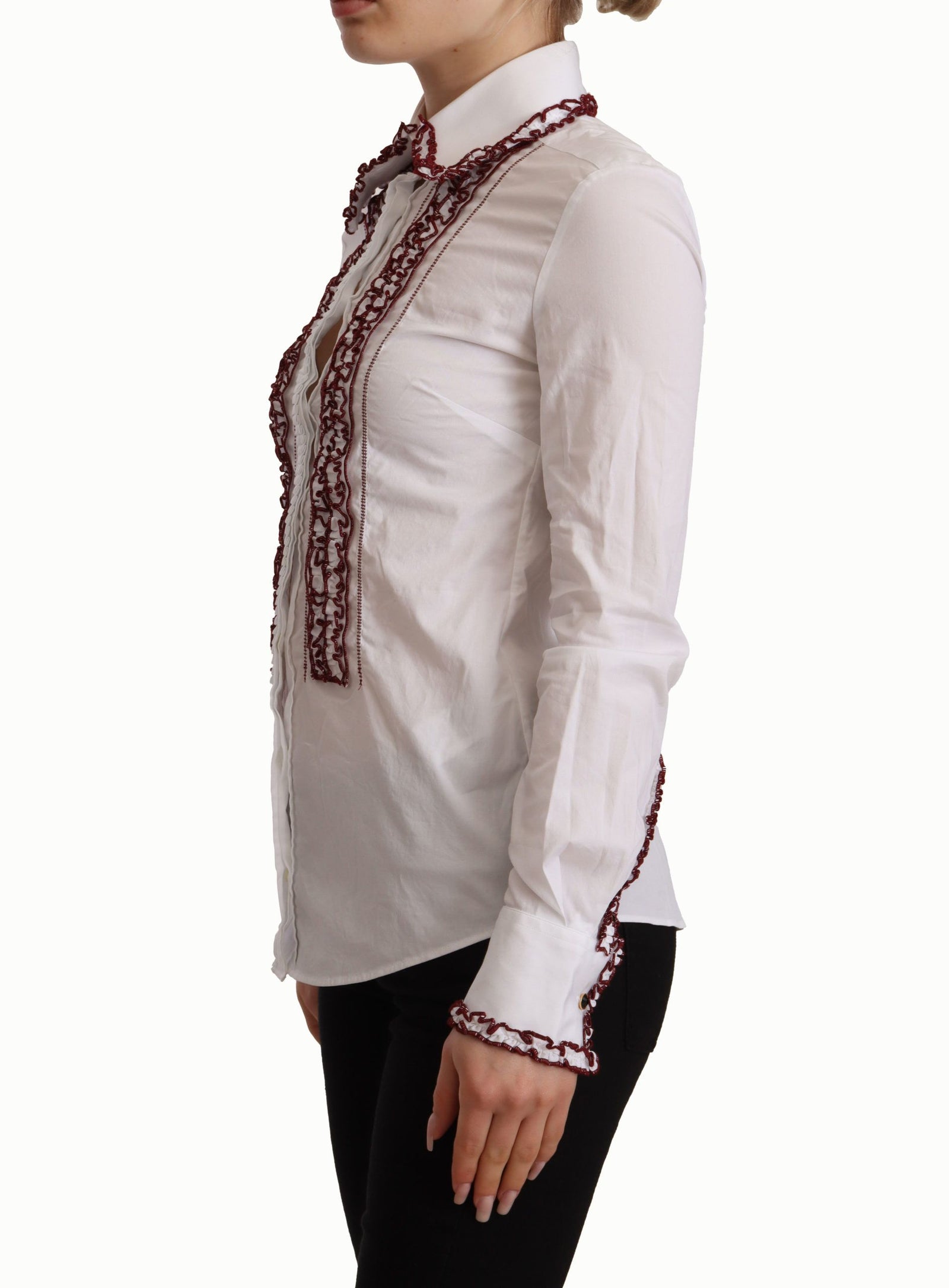 Polo élégant à manches longues en coton blanc Dolce & Gabbana