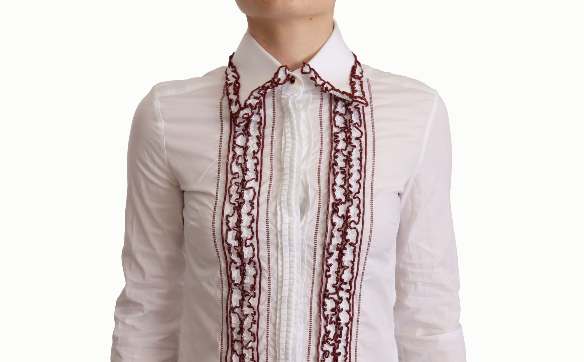 Polo élégant à manches longues en coton blanc Dolce & Gabbana