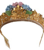 Dolce & Gabbana Gold Crystal Purple Hortensia Headband Crown Diadem