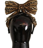Dolce & Gabbana Gold Crystal Beaded Sequined Silk Bow Headband Diadem