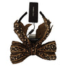 Dolce & Gabbana Gold Crystal Beaded Sequined Silk Bow Headband Diadem