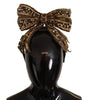 Dolce & Gabbana Gold Crystal Beaded Sequined Silk Bow Headband Diadem