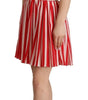 Dolce & Gabbana Red White Stripes Silk Mini A-line Dress