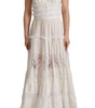 Dolce & Gabbana White Cotton Tiered Long Maxi A-line Dress