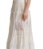 Dolce & Gabbana White Cotton Tiered Long Maxi A-line Dress
