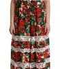 Dolce & Gabbana Multicolor Geranium Print Lace Long Maxi Dress