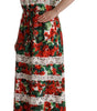 Dolce & Gabbana Multicolor Geranium Print Lace Long Maxi Dress